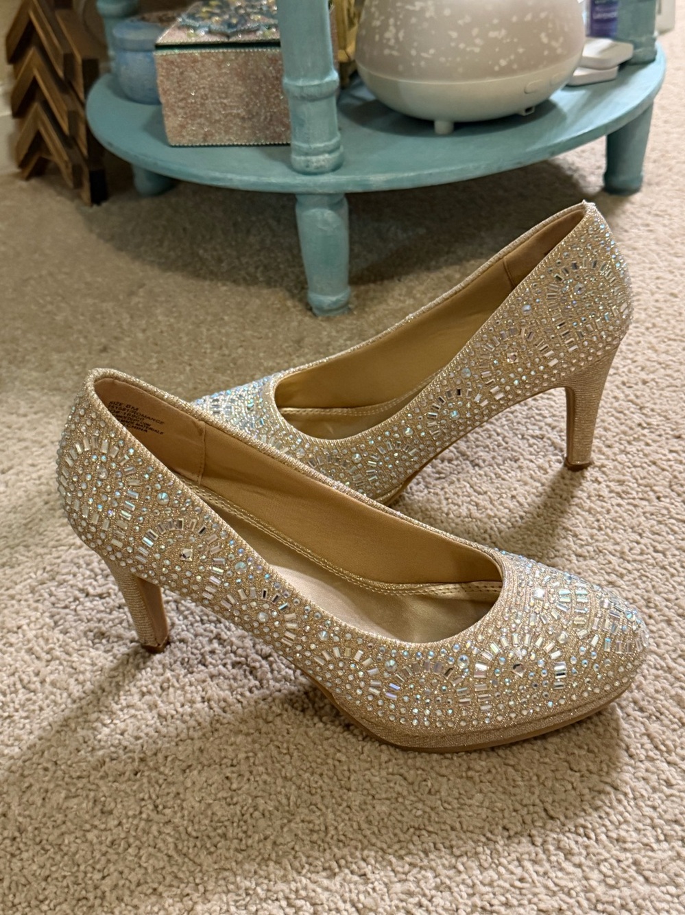 Silver Slipper pumps champagne silver upper covered in sparkling rhinestones 8
